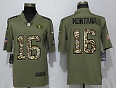 Nike 49ers 16 Joe Montana Olive Camo Salute To Service Limited Jersey,baseball caps,new era cap wholesale,wholesale hats